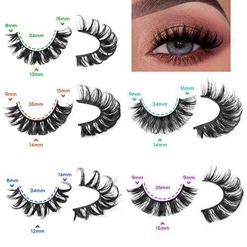 False Eyelashes Russian Strip Lashes D Curly 20 Pairs 5 Styles Pack Fluffy Natural Fake Lashes Look like Eyelash Extensions by Yawamica