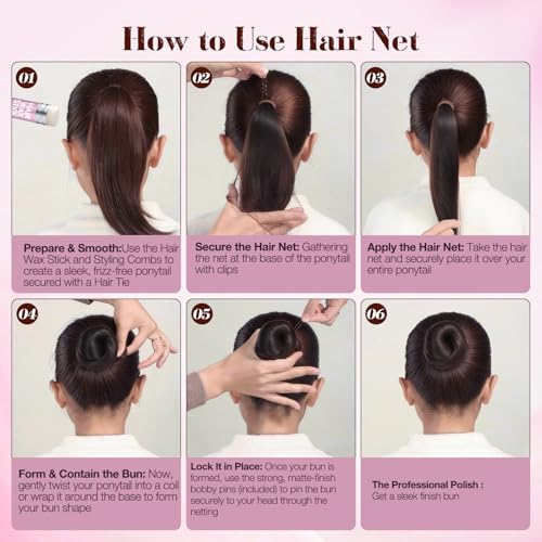 Bun Maker Kit with Donut Shapers, Pins & Hair Nets