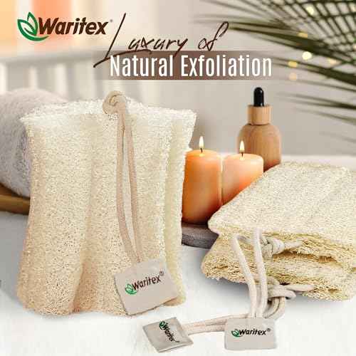Waritex Premium Natural Egyptian Loofah Sponges, Made from 100% Natural Organic Material, Gentle Skin Exfoliation, and Full-Body Spa Experience ? Eco-Friendly Loofah 2 Count (1 Pack)