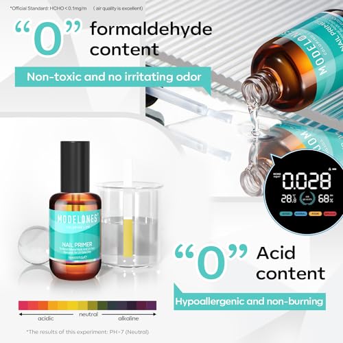 modelones Nail Dehydrator and Primer, Acid Free Natural Nail Prep Dehydrate & Bond Primer Kit, Acrylic Nail Supplies Primer Nail Tech Must Haves Set