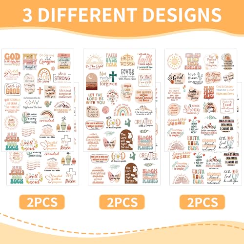 Christian Temporary Tattoos - 150+ Bible Verse Designs (6 Sheets)