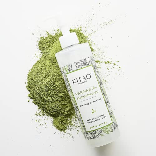 KITAO Exfoliating Body Scrub for Women & Men with Matcha, Chia & Acai, Facial Exfoliator, Body Exfoliator Gel, Skin Exfoliant, Dead Skin Remover for Pore Cleansing & Firming from Japan 10.6 Fl Oz
