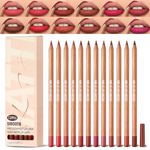 12-Piece Matte Lip Liner Set - Waterproof, Long Lasting
