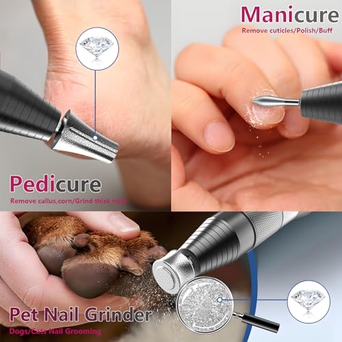 Professional Cordless Nail Drill Kit,Alloy Electric Nail File for Acrylic Nails Gel Polishing Callus Remover,30,000RPM with LED Display Rechargeable Quiet Manicure Pedicure Kit for DIY,Home Salon Use