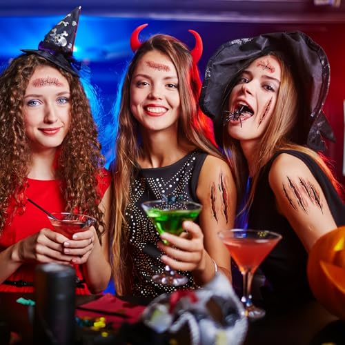 Halloween Zombie Scar Temporary Tattoos, 30 Sheets Waterproof Fake Wound Stickers