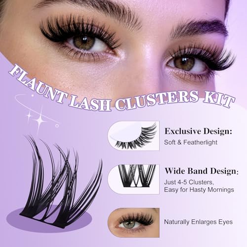 B&Q Flora Lash Clusters Kit 156PCS D-Curl Wet Look