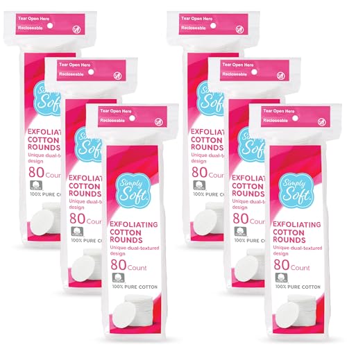 Simply Soft Exfoliating Dual-Textured Cotton Rounds - 6 Pack (480 Count)