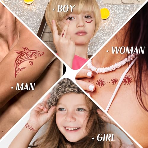 Cherry Red Temporary Tattoo Cones Kit – 7 Pcs, Natural Henna Paste