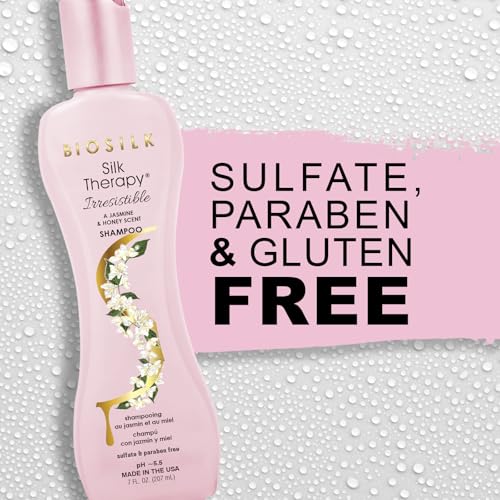 BioSilk Irresistible Collection Silk Therapy Shampoo, Cleanses & Removes Buildup, Jasmine & Honey Scent, Sulfate, Paraben, & Cruelty-Free, 7 Oz