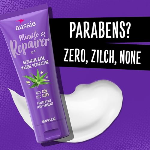 Aussie Miracle Repairer Reconstructing Hair Mask, 3 Pack Hair Mask with Aloe, Repair and Protect Damaged Hair, for All Hair Types 6.7 fl oz