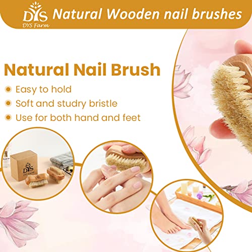 Natural Wooden Nail Brush Set with Boar Bristles for Hands & Feet