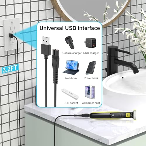 Charger Charging Cord Compatible with Philips One Blade QP2724 QP4530 QP2834 QP4631 QP6531 5V Charger for Multigroom Series MG7910 MG7970 MG5910 MG9510 MG9520 PQ888
