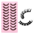 Russian Strip Lashes 10 Pairs D Curl 3D Faux Mink Fluffy