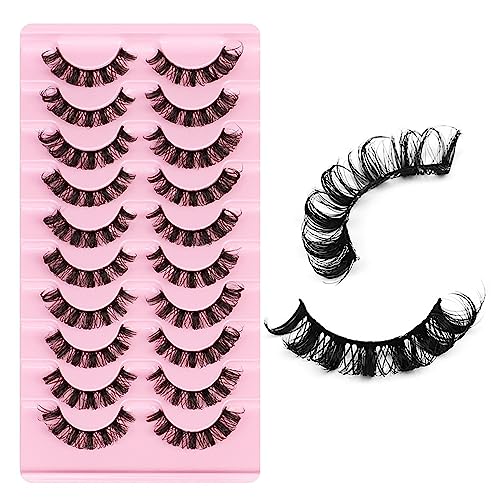 Russian Strip Lashes 10 Pairs D Curl 3D Faux Mink Fluffy