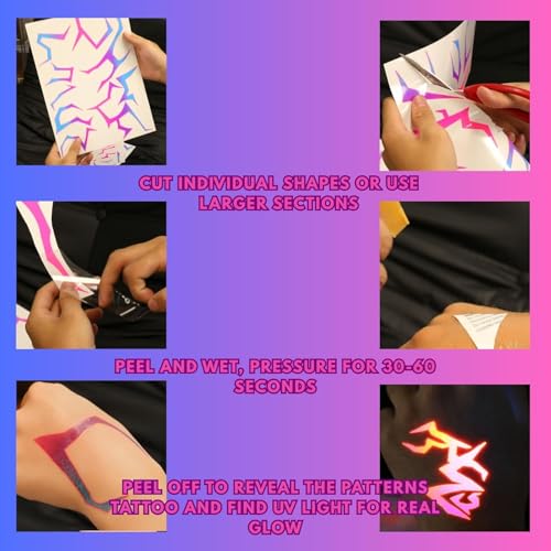 UV Reactive Lightning Temporary Tattoo Set - Full Body