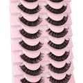 Newcally Lashes Nautral Look False Eyelashes Russian Strip Lashes Mink Wispy Lashes Pack D-curly Thick Full Volume Cat Eye Lashes Look Like Extensions 10 Pairs