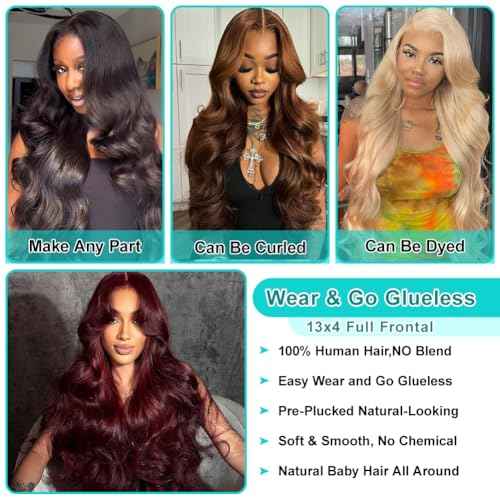 13x4 Body Wave Lace Front Wigs Human Hair Pre Plucked HD Transparent Lace Frontal Wig with Baby Hair 180 Density 9A Glueless Brazilian Virgin Human Hair Lace Front Wigs for Women 20 Inch Natural Black