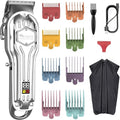SURKER Silver Cordless Hair Clippers for Men, Rechargeable Professional Trimmer with LED Display