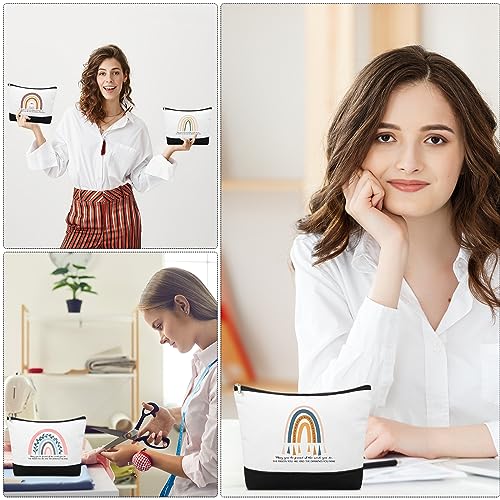 20 Pcs Boho Inspirational Gifts Cosmetic Bags May You Be Proud Gift Pouch Motivational Gift Rainbow Canvas Cosmetic Bag with Zipper Appreciation Makeup Bags for Women Nurse Week Teacher Employee