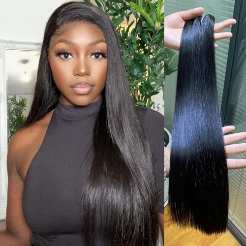 16A Straight Bundles Human Hair 100% Unprocessed Vietnamese Raw Hair Bundles Full and Thick Straight Weave Hair Extensions for Women,Three Times the Lifespan 12 Inch