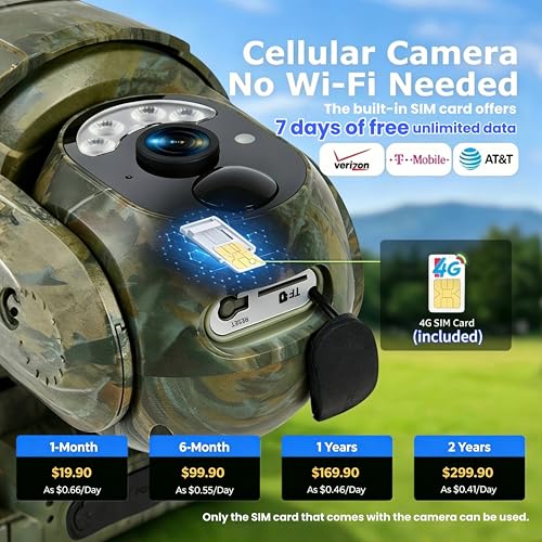 4G LTE Solar Trail Camera with SIM Card - 2K Live View Wildlife Cam