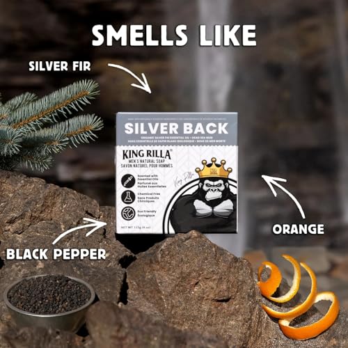 King Rilla Natural Cold Process Soap Bars ? 3-Pack Handmade Organic Soaps for Men ? Moisturizing, Detoxifying & Eco-Friendly Skincare Set (03 Pack SILVER BACK SOAP BAR)