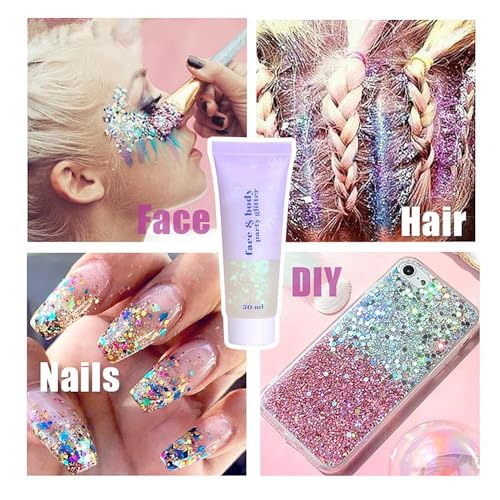 Go Ho Red White Blue Body Glitter Gel Set for 4th of July, 3 Colors with Sequins - Safe, Long-Lasting, Vegan Body Makeup