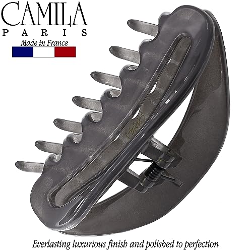 Camila Paris CP3124 Gray 3.5-Inch Large French Hair Claw Clip for Thick & Fine Hair