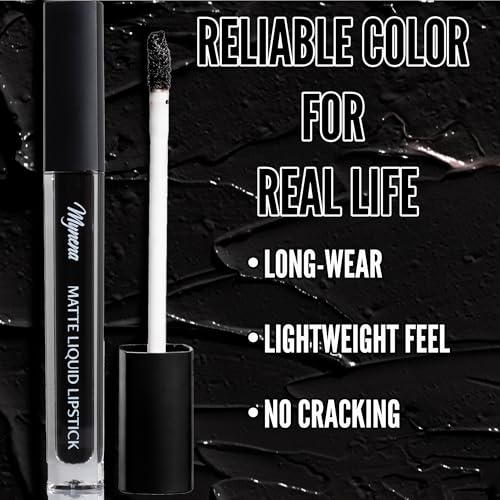 Mynena Linda Jet Black Matte Liquid Lipstick | Waterproof Long-Lasting