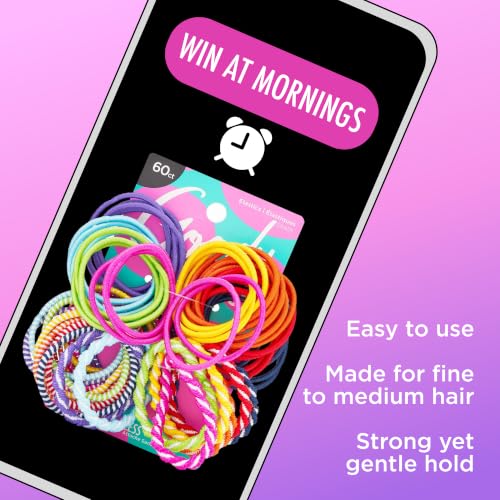 Goody Kids Ouchless Hair Elastics – 60 Count, Tangle-Free Ponytail Holders
