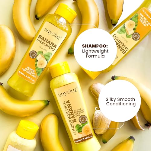 ANYELUZ Banana Shampoo & Conditioner Set for Dry Hair - 2 Pack
