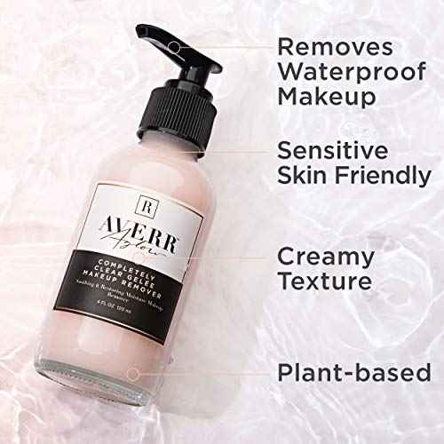 Averr Aglow Completely Clear Gel?e Makeup Remover, Face Care, Boost Collagen, Calm Skin, Natural Plant Based Solution Facial Cleanser, Removes Waterproof Makeup