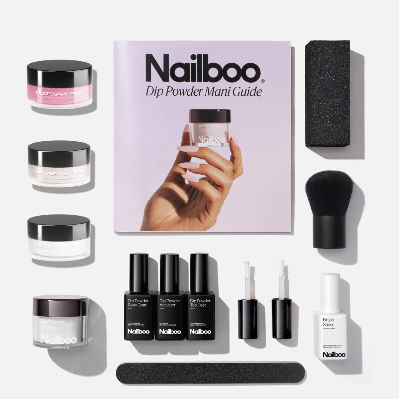 Nailboo Dip Powder Nail Kit - 3 Vibrant Colors with Base & Top Coat, Vegan, Salon Results