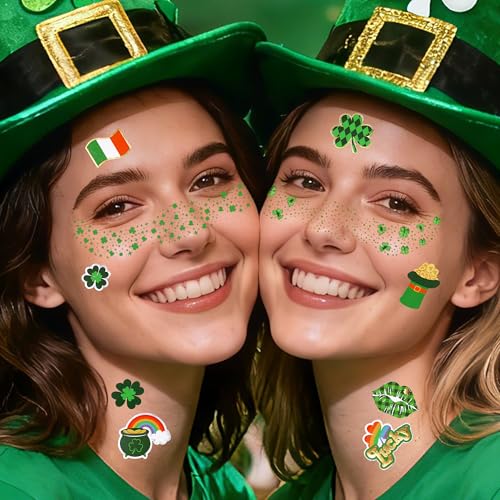 St Patrick's Day Temporary Tattoos & Green Freckles - 56 Designs
