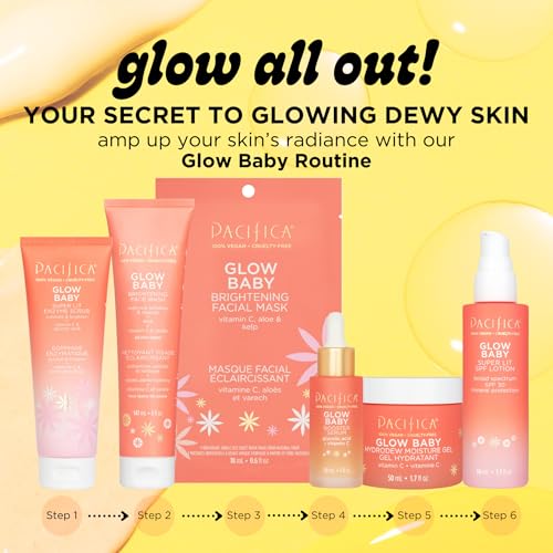 Pacifica Beauty Glow Baby VitaGlow Face Lotion and Brightening Face Wash Set, Skincare, Vitamin C and E, AHA, Exfoliator, Cleanser, Hydrating, Moisturizer, Vegan, 1.7 fl oz and 5 fl oz (Set of 2)