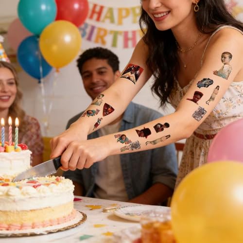25 Sheets Stranger TV Temporary Tattoos - Birthday Party Favors, Movie Themed Stickers, Ideal for Class Prizes, Home Activities, Carnival & Christmas Rewards