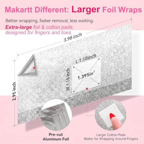 Makartt Nail Foil Wraps - 100PCS Lint-Free Cotton Pads for Gel Polish Removal