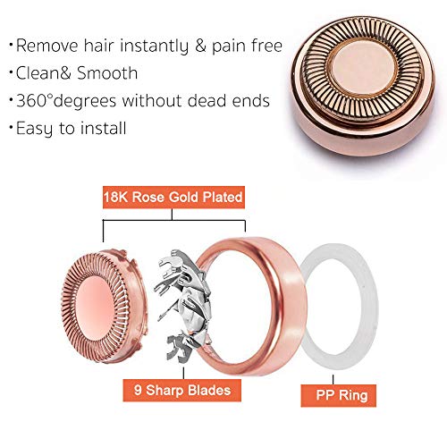 Facial Hair Remover Replacement Heads - Generation 1 2-Pack for Flawless Finishing Touch, 18K Rose Gold
