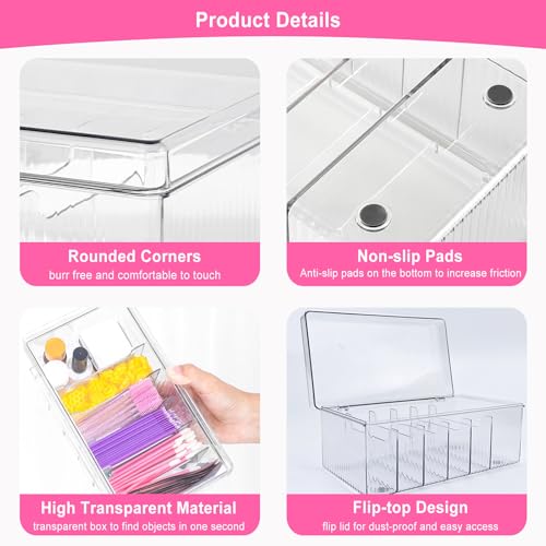 Acrylic Lash Extension Organizer with Lid - 6 Compartment Storage Box