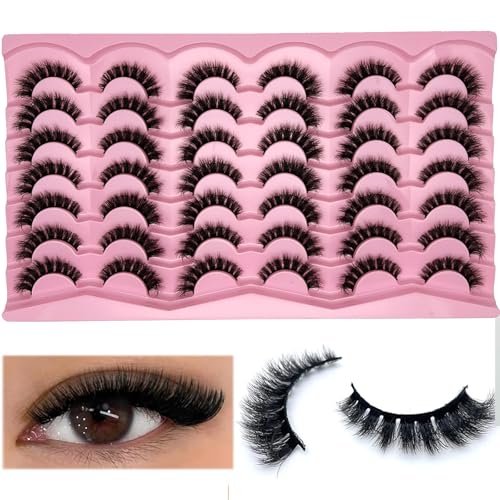 21 Pairs 3D Fluffy Cat Eye Faux Mink False Lashes