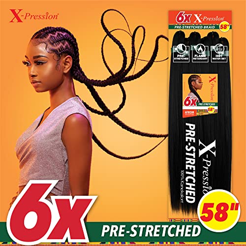 Sensationnel X-Pression 6X Prestretched Braids 58in 1B Off Black