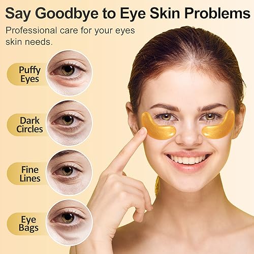 Under Eye Patches (36 Pairs) - Valentines Day Gifts for Women, 24K Gold Eye Masks Enriched with Abundant Collagen for Dark Circles, Puffy Eyes, Wrinkles - Vegan & USA Tested