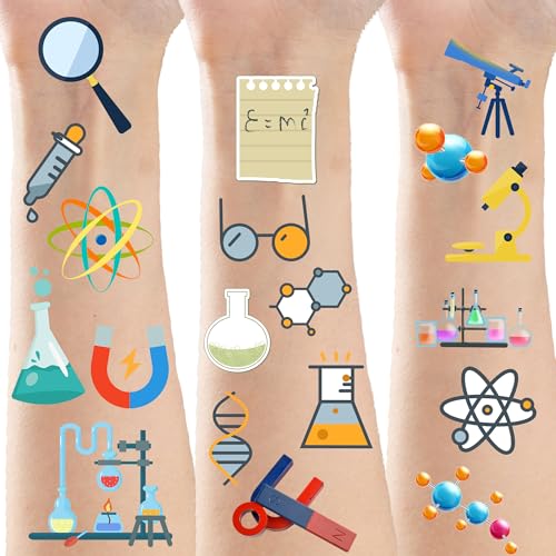 370 Pcs Science Party Temporary Tattoos Stickers Future Mad Scientist natural science Arts Birthday Party Favors Decorations Tattoo