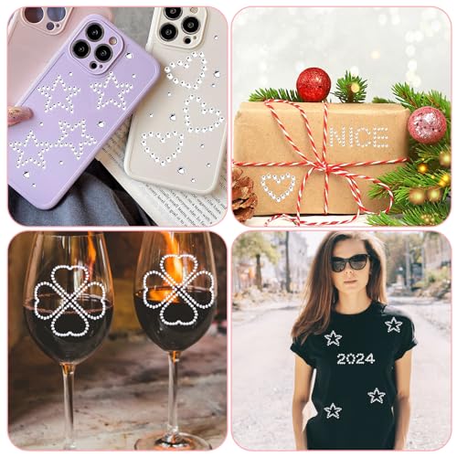 5Pc Rhinestone Stickers Heart Numbers Letters Self-Adhesive