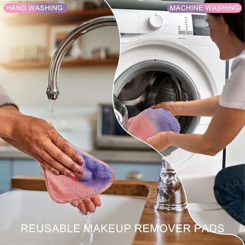 PHOGARY Microfiber Makeup Remover Cloths, 6 Pack Reusable Makeup Eraser Cloth for Face, Microfibre Erase Your Face Washcloths, Make up Cloth Remover Towel - Gentle on Skin (8 x 8in, Rainbow)