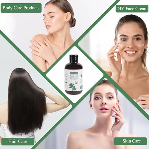 Organic Vegetable Glycerin ? USDA Organic Certified, 100% Pure, 6 Fl Oz ? Natural Skin & Hair Moisturizer ? Ideal for DIY Beauty, Soaps, Lotions & More ? Non-GMO, Palm Oil Free