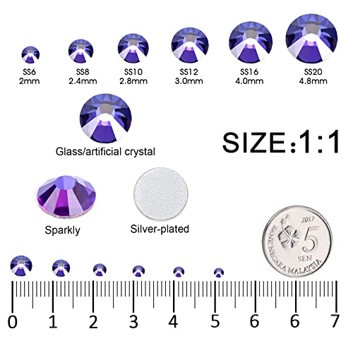 3792 Pcs Magma Crystal Flatback Rhinestones Set for Nail, Art, Crafts, Makeup, Tumblers Glitter Round with Tweezers and Picking Pen(SS6~SS20)