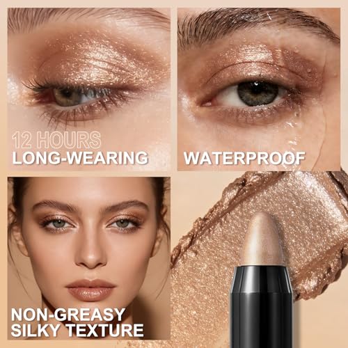 Evanora 8Color Eyeshadow Stick Set Matte Shimmer Eye Shadow Pencil Makeup Kit Silky Smooth, Waterproof, Transfer-Proof, All-Day Wear Matte & Shimmer Eye Makeup