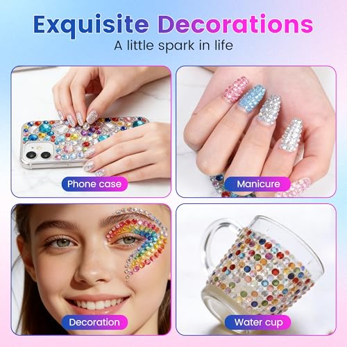 Fodeuxp Bedazzler Kit with 24,000 Multicolor Resin Rhinestones for Nail Art & Crafting - Variation 24000