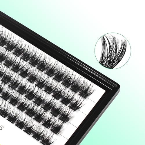 Bodermincer 120 Clusters 10mm+12mm/12mm+14mm/14mm+16mm Mixed Wide Cluster False Eyelash Individual Cluster EyeLashes Grafting Fake False Eyelashes Eyelash Extension (KIT M01 Black 12mm+14mm Mixed)